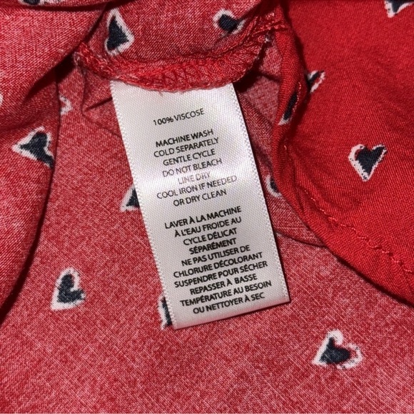 Beachlunchlounge Blue White Heart Button Down Red Blouse Size Small - Picture 7 of 9